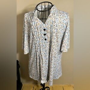 🌟 large womens white  floral print casual shirt short pretty sleeved tee